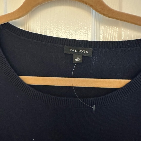Talbots Crewneck Navy Fringe Sweater - Picture 3 of 3